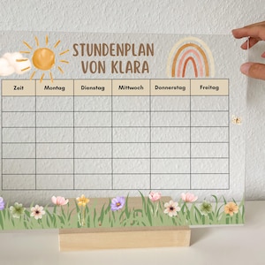 Einschulung, Schulanfang Geschenk, Stundenplan Mädchen Junge, Personalisiertes Geschenk, Stundenplan personalisiert Acrylglas abwischbar