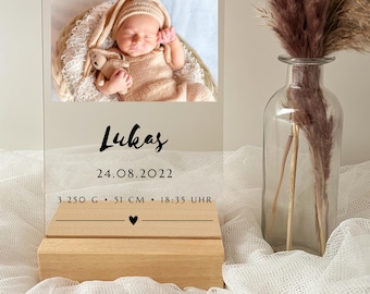 Personalisiertes Geburtsgeschenk, Geburtsanzeige, Acrylglas Geburtsdaten, Geburtsbild, Geschenk zur Geburt, Babygeschenk, Geschenk für Mamas