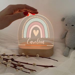 Night light personalized, baby gift, birth, christening gift, children&#39;s room, birthday gift, bedside lamp, night light, rainbow