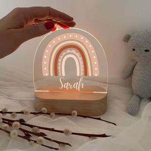 Night light personalized, baby gift, birth, christening gift, children&#39;s room, birthday gift, bedside lamp, night light, rainbow