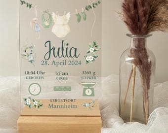 Personalisiertes Geburtsgeschenk, Geburtsanzeige, Acrylglas Geburtsdaten, Geburtsbild, Geschenk zur Geburt, Babygeschenk, Geschenk für Mamas