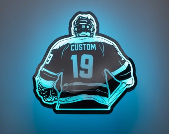 Personalized Ice Hockey Player Wall Light - Multi-color Light With Remote Controller - Custom Name Lamp for Boys Room - Kids Night Light