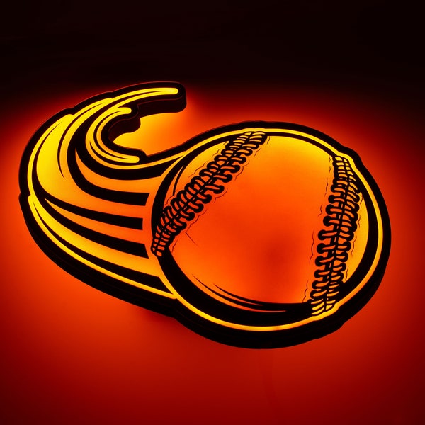 Baseball Ball Wall Light - Multi-color Light With Remote Controller - Custom Name Lamp for Boys Room - Kids Night Light