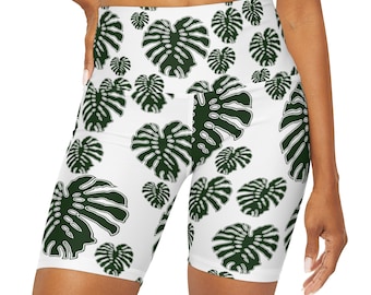 Monstera Yoga-Shorts mit hoher Taille (AOP)