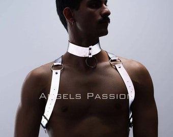 Glow in the Dark (Reflective) Choker and Chest Harness Set, Clubwear