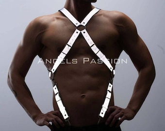 Glow in the dark (Reflective) Trousers Suspenders, Reflective Clubwear, Chest Harness