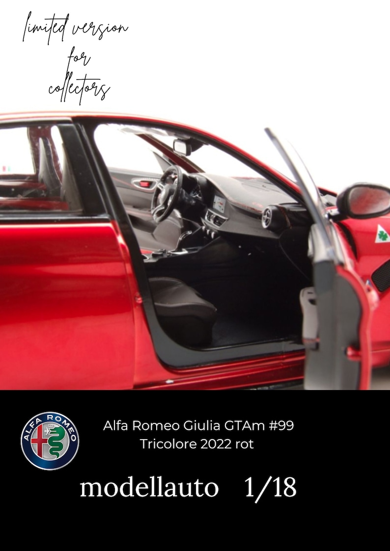 Bburago 1:18 Alfa Romeo Giulia GTam #99 Rouge – Maquette Neuve Avec Ouvertures