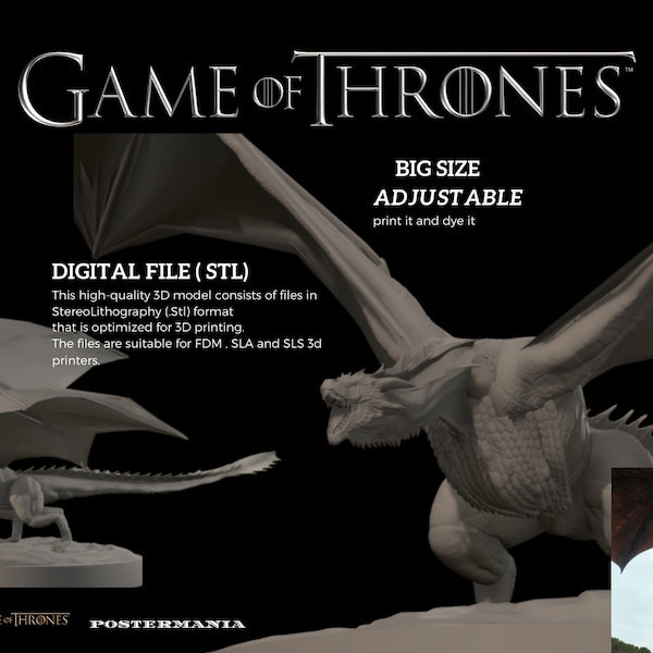 Conquer with Rhaegal: Game of Thrones Dragon - Stunning 3D Printable Model