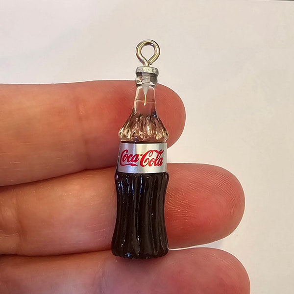 Resin Coca Cola Bottle Charm, Miniature Diet Coke Bottle Charm, Soda Pop Charm, Old Fashion Soft Drink Charms, Silver Label