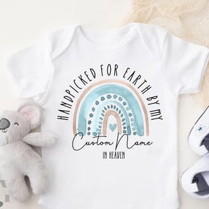 Heaven Sent Onesie®, Personalized Onesie®, Handpicked for Earth, Gift for New Baby, Baby Announcement Tee, Custom Onesie®, Baby Clothes