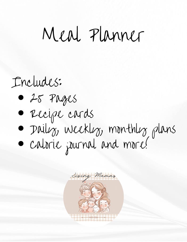 Family Meal Planner | Printable Weekly Menu, Grocery List (PDF) - Etsy
