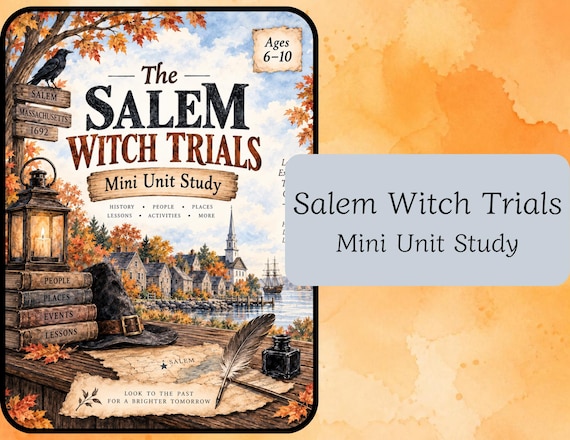Salem Witch Trials Mini Unit Study | History Lessons & Activities for Kids Ages 6-10 | Halloween | Homeschool Social Studies Printable