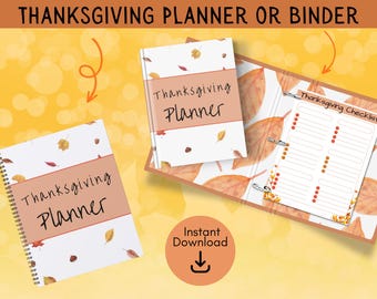 Druckbare Thanksgiving-Planer | Urlaub Mahlzeit Veranstalter | Digitaler Download | Einkaufszettel, Menü und To-Do-Liste