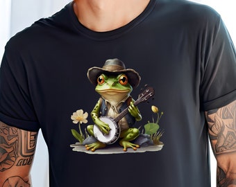 Frog Bluegrass Banjo T-Shirt: Musician Tee