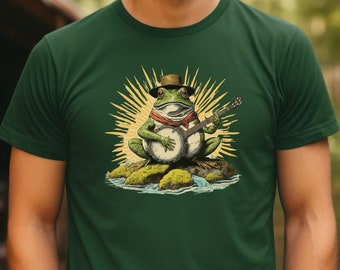 Folk Frog Banjo Graphic Tee: Bluegrass Music Shirt
