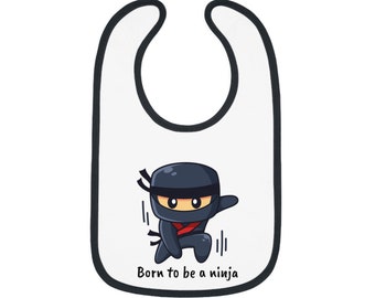 Babero de punto con ribete en contraste de Ninja Baby