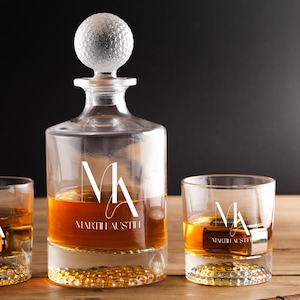 Personalized Decanter Set, Whiskey Decanter, Bourbon Glasses, Custom Gift For Husband, Rocks Glasses, Groomsmen, Liquor Decanter Gift