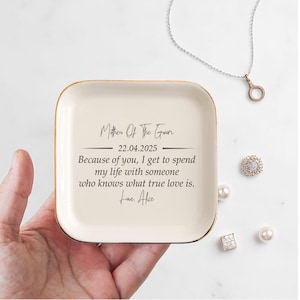 Mother of The Groom Ring Dish, Gift for Mom, Personalized Ceramic Dish, Trinket Tray, Mom Ring Dish, Jewelry Dish For Mom, Birthday Gift