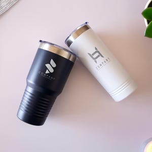Branded Tumbler for Work, Office Drinkware, Stainless Steel Coffee Tumbler, Business Gift, Company Merch, Gift for Employees, Custom Tumbler