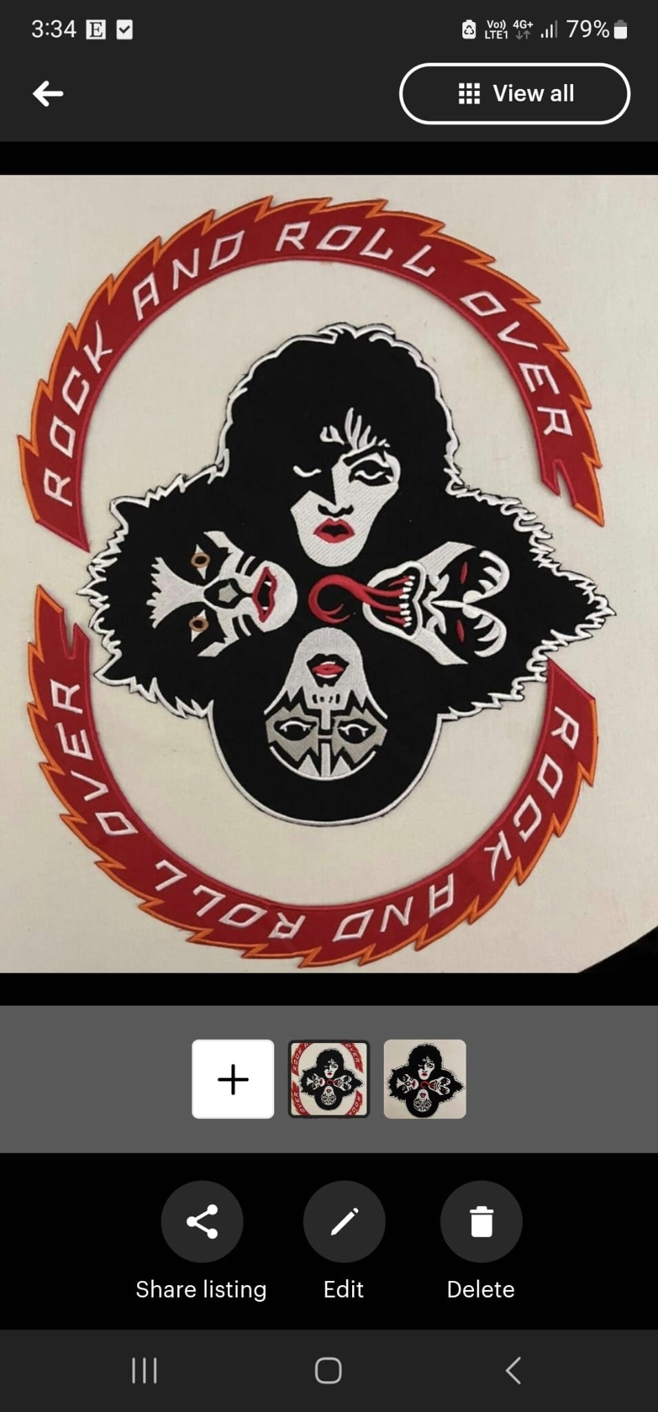 Rock and Roll Over Embroidery set of 3 Pcs Iron on for jacket and vest