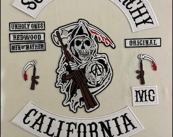 Sons Of Anarchy MC California Patches set van 10 stuks opstrijkbaar 35cm