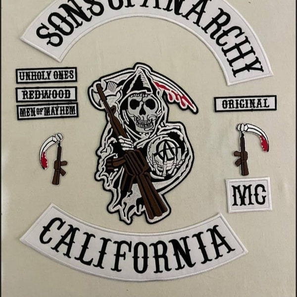 Sons Of Anarchy MC California Patches set of 10 Pcs Iron on 35Cm