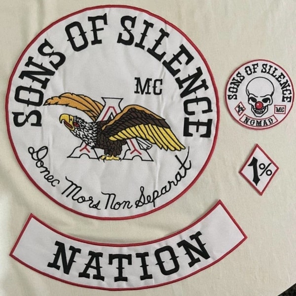 Sons Of Silence Nation MC 35 Cm Embroidery Patches set 4 Pcs Iron On