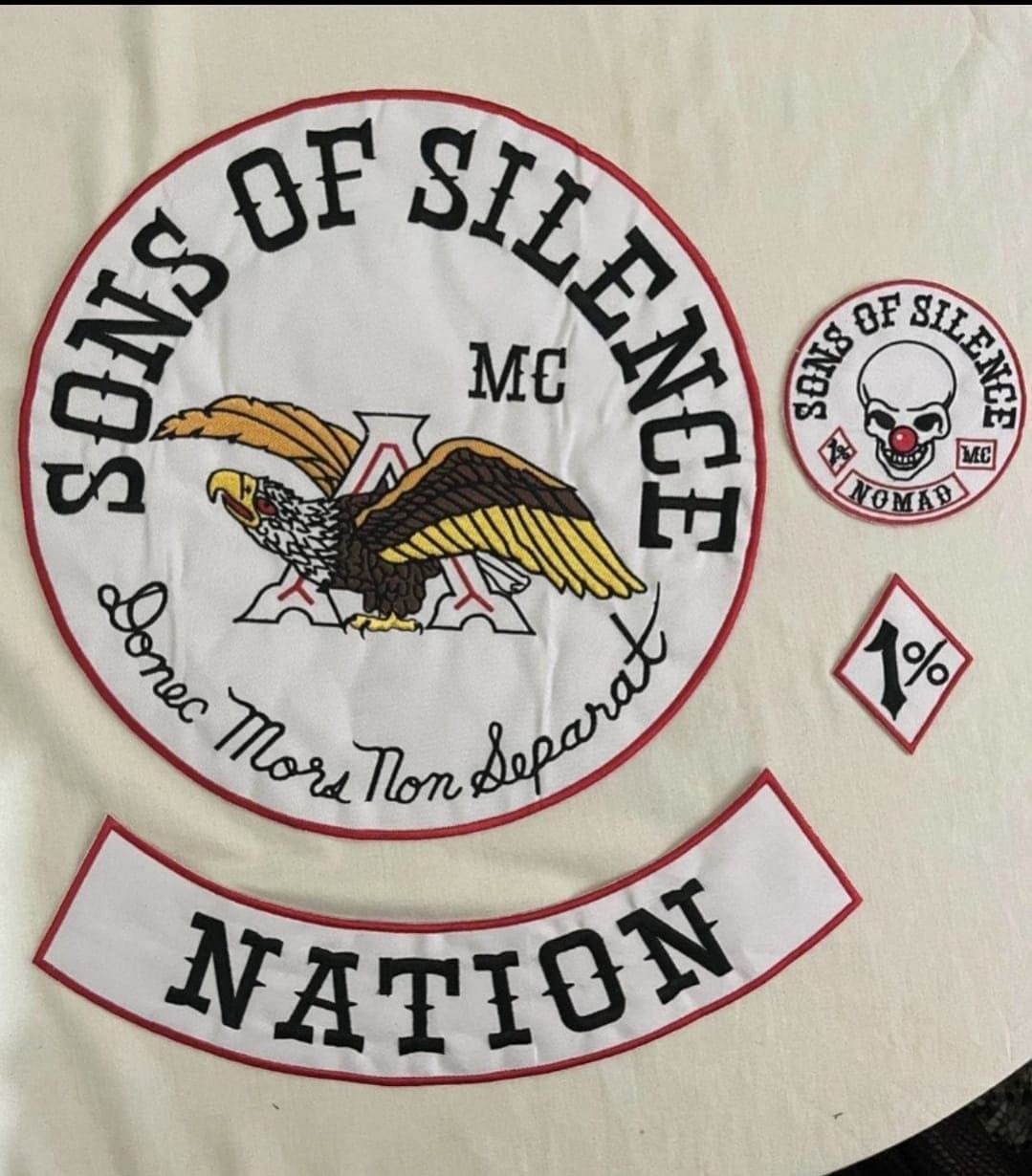 Sons of Silence Nation MC 35 Cm Embroidery Patches Set 4 Pcs