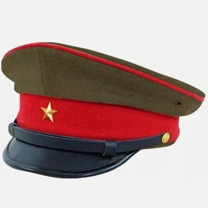 WWII Japanese IJA Army Officer visor cap twill fabric olive drab
