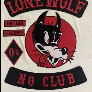 Lone Wolf No Club Embroidery Patches set of 6 Pcs Iron on