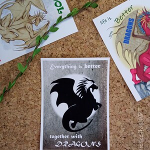 Alles is beter samen met draken, wenskaarten, ansichtkaarten, drakenkunst, cadeaukaart, uitnodigingskaart