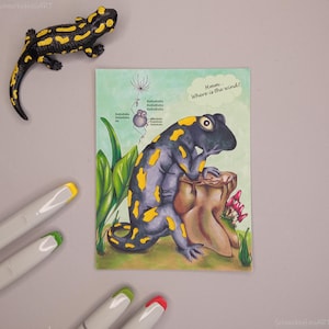 Où est le vent, Carte de voeux, Carte postale, Salamandre, Araignée, Carte drôle
