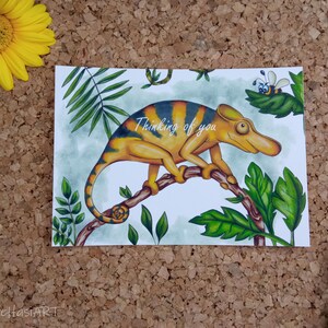 Je pense à toi, Caméléon, Bourdon, Carte de vœux, Carte postale, Carte drôle