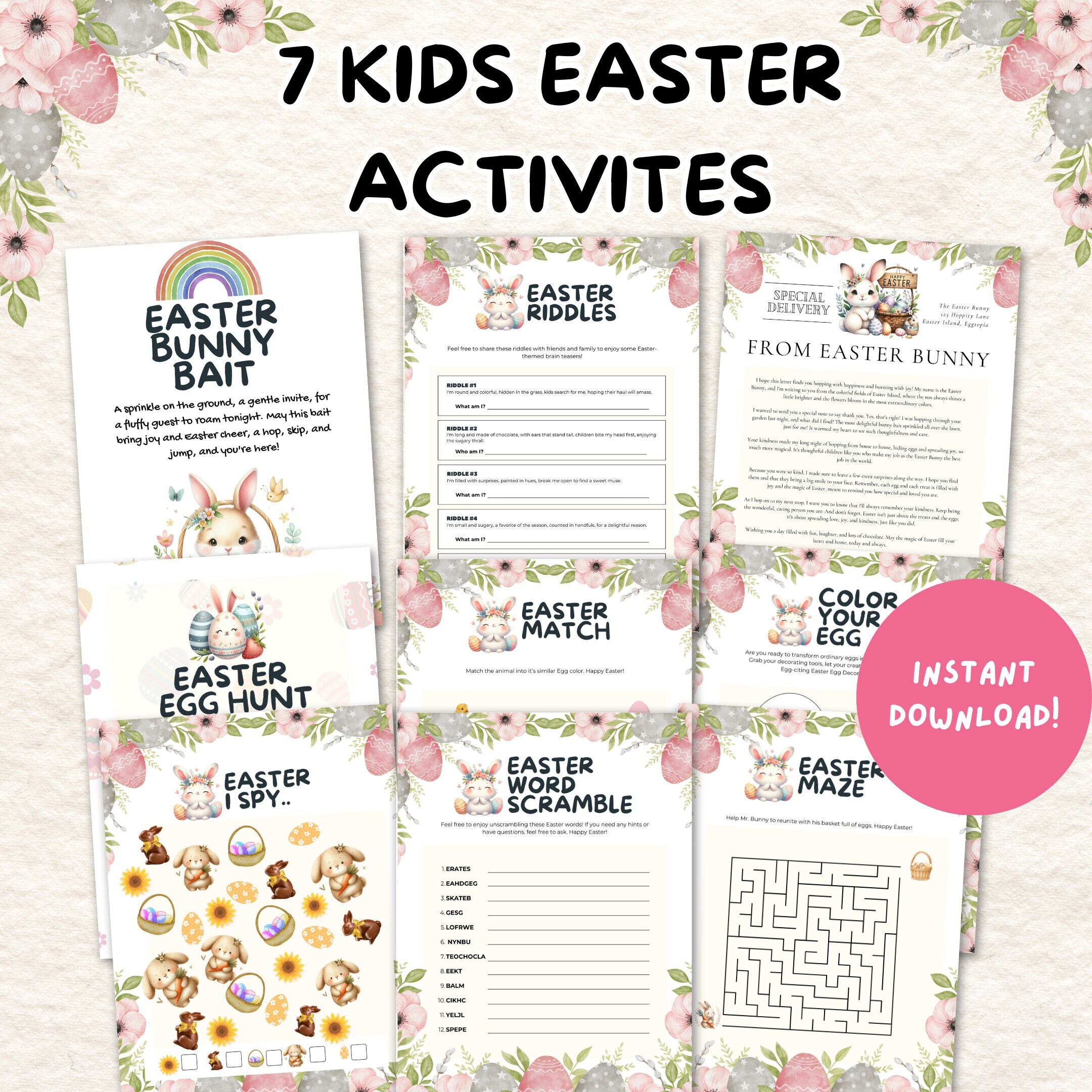 Easter Printable Activity Sheets Word Scramble Easter Riddles I Spy Easter Printable Activity Sheets Word Scramble Easter Riddles I Spy