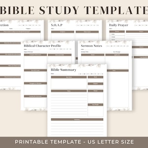 6 plantillas de estudio bíblico / Estudio bíblico SOAP imprimible / Notas de estudio bíblico / 6 páginas / Tamaño carta