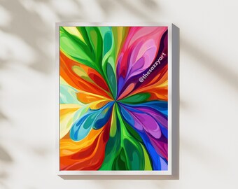 Nature Art Print: Colorful Abstract Floral, Eco Wall Decor (Digital Download)