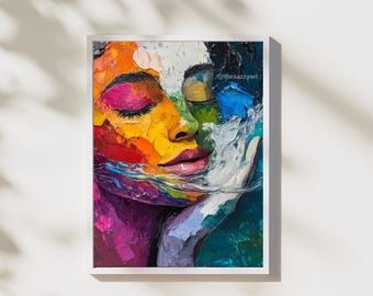 Flowing Hearts Digital Art | SDG 6 Clean Water Print | AI Wall Decor for Change