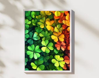 Rainbow Shamrock Print: St. Patrick's Day Botanical Wall Art (Digital Download)