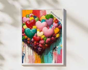 Heart Balloons Digital Art Print: SDG 12 Inspiration (Digital Download)