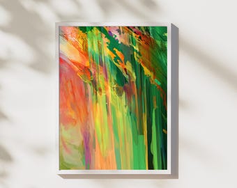 Green Abstract Art Print: Modern Brushstroke Wall Decor (Digital Download))