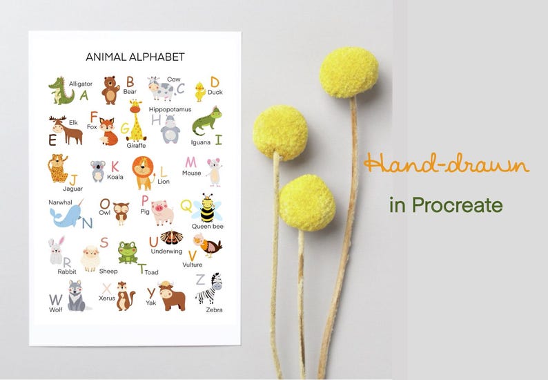 Animal Alphabet Poster - Etsy