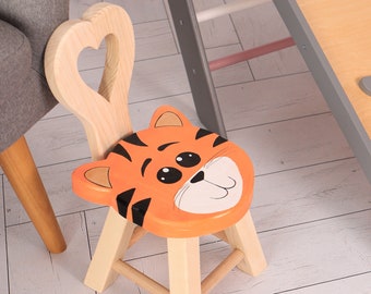 Montessori-Stuhl mit Tiermotiven, Kinderstühle aus Holz, Möbel für Kleinkinder, Geschenk zur Babyparty, Kinderspielzimmer, Kinderhocker aus Holz