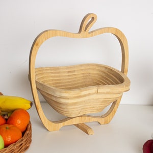 Handgemaakte houten fruitmand, fruitcontainers, houten dienblad, housewarmingcadeau, keukendecor, handgemaakte keukencadeaus