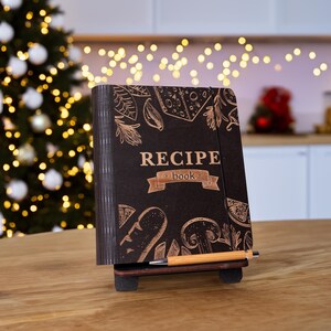 Houten receptenboek, receptenmap, kookboek, receptenkaarten, blanco receptenboek, familiereceptendagboek, omacadeaus, kookcadeaus voor kerst