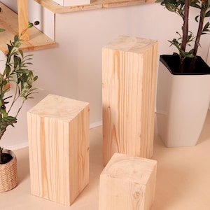 Natürlicher Marmorierter Würfel-Nachttisch / Hocker / Holzuntersetzer / Blumenuntersetzer / Holzstamm rustikal / Massivholz
