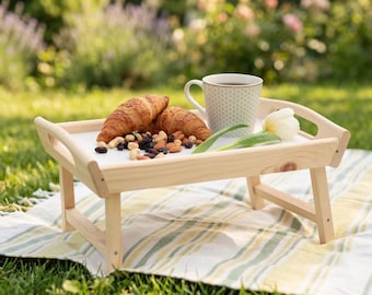 Frühstückstablett fürs Bett, Betttisch klappbar, Laptoptisch Sofa, Serviertablett Beinen, Picknicktisch, Muttertag Geschenk