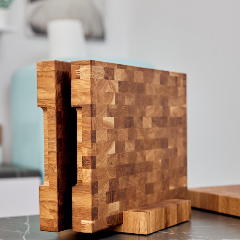 Oak Cutting Board with Stand, Housewarming Gift, Chopping Board, Charcuterie Board, Meat Cheese Wood Serving Board, New Home Gift