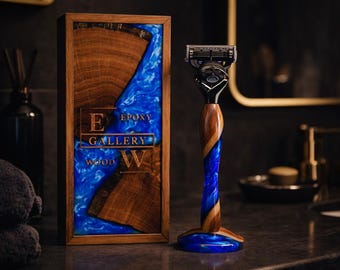 Handmade Resin Razor, Shaving Kit, Self Care Gift, Husband Gift, Man gift, Groom, Gillette razor, Groomsmen Proposal, Godfather gift