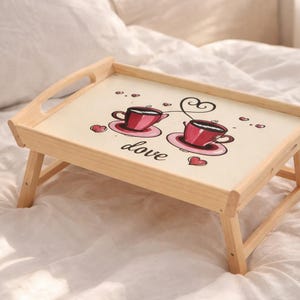 Betttablett Holz mit Griffen | Frühstückstablett klappbar | Serviertablett Holz | Geschenk Muttertag | Einweihungsgeschenk Sofatablett