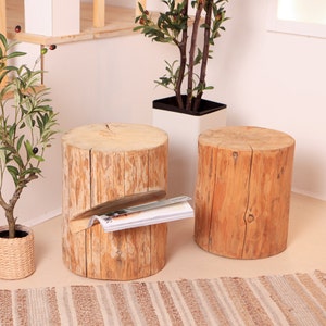 Pine Stump Table, Bedside Table, Small Coffee Table, Rustic Decor, Wooden Coffee Table, Log Table, Handmade Furniture
